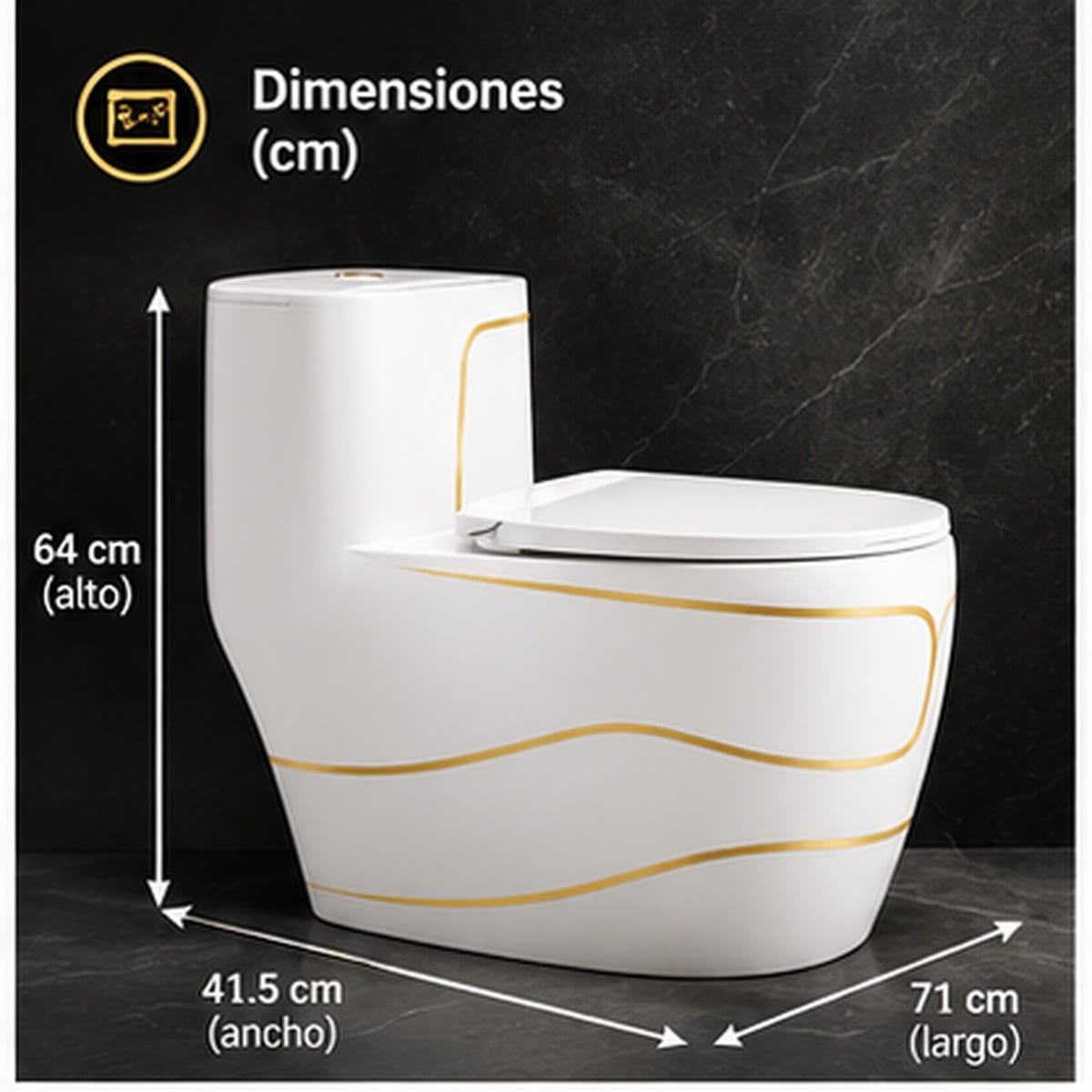Sanitario Diseño Moderno Blanco - dimensiones 41.5x64x71cm