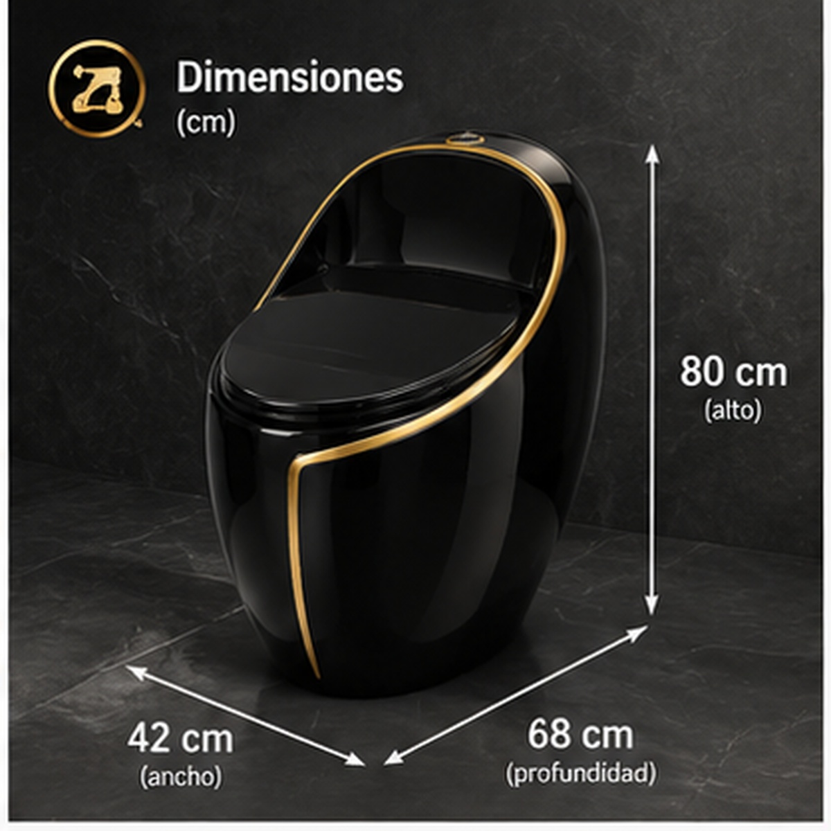 Sanitario AquaLuxury Vita Luxe Negro - dimensiones 42x68x80cm