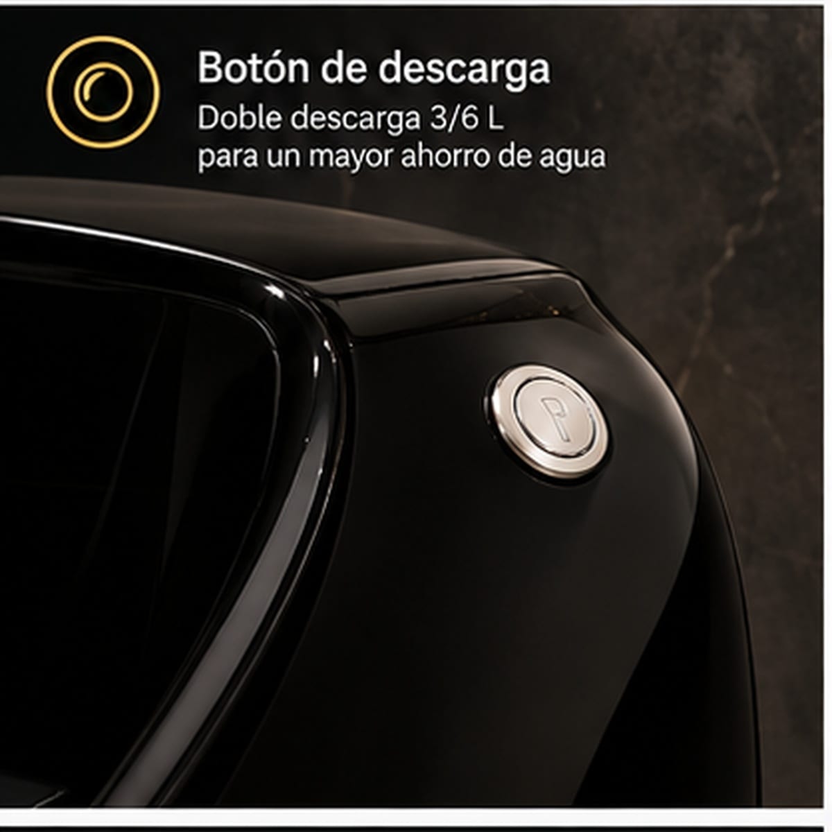 Inodoro Lujo Negro Brillante - botón de descarga