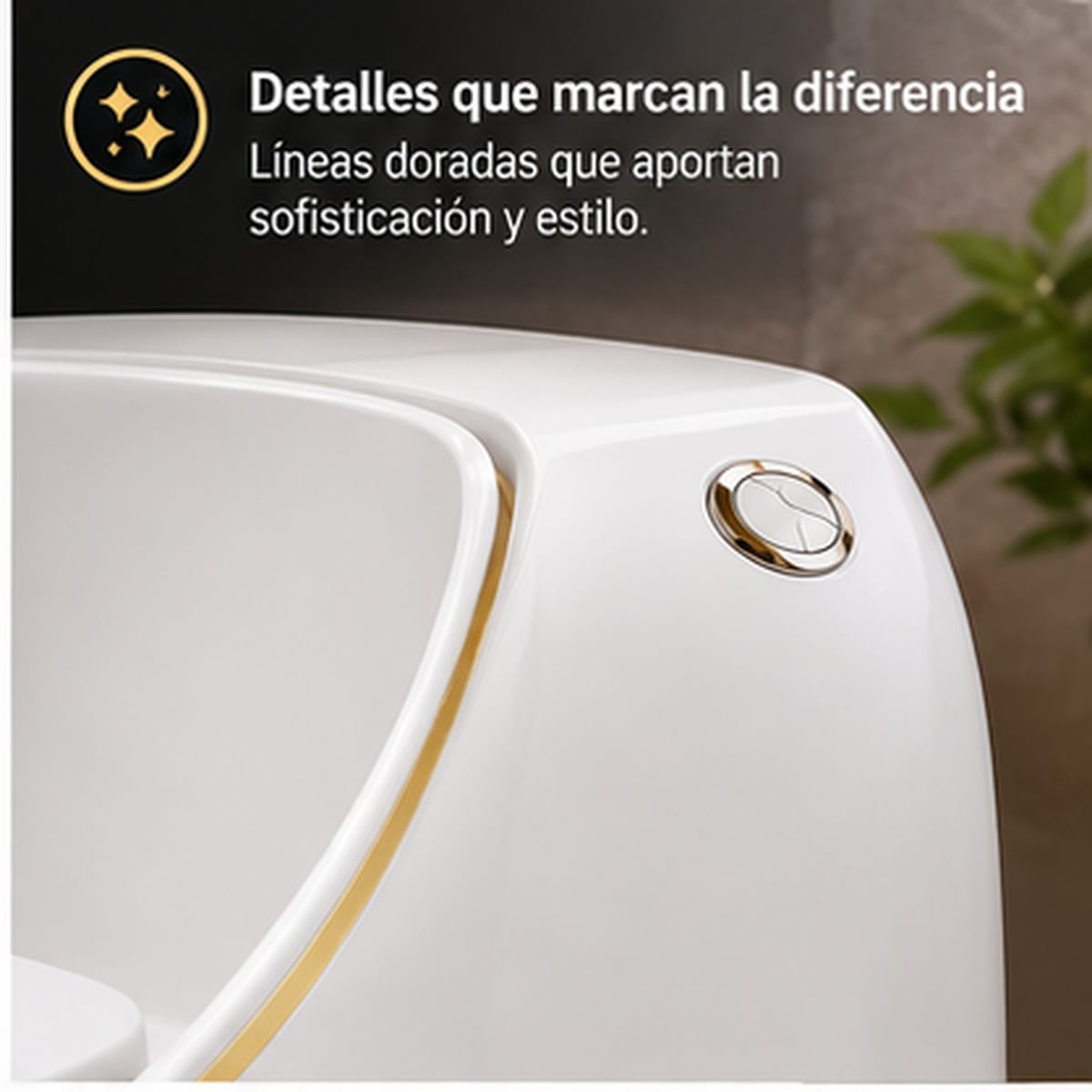 Sanitario Diseño Moderno Blanco - detalles dorados