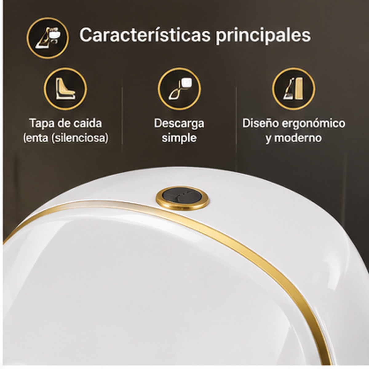 Sanitario AquaLuxury Vita Luxe - tapa de cierre lento y descarga simple