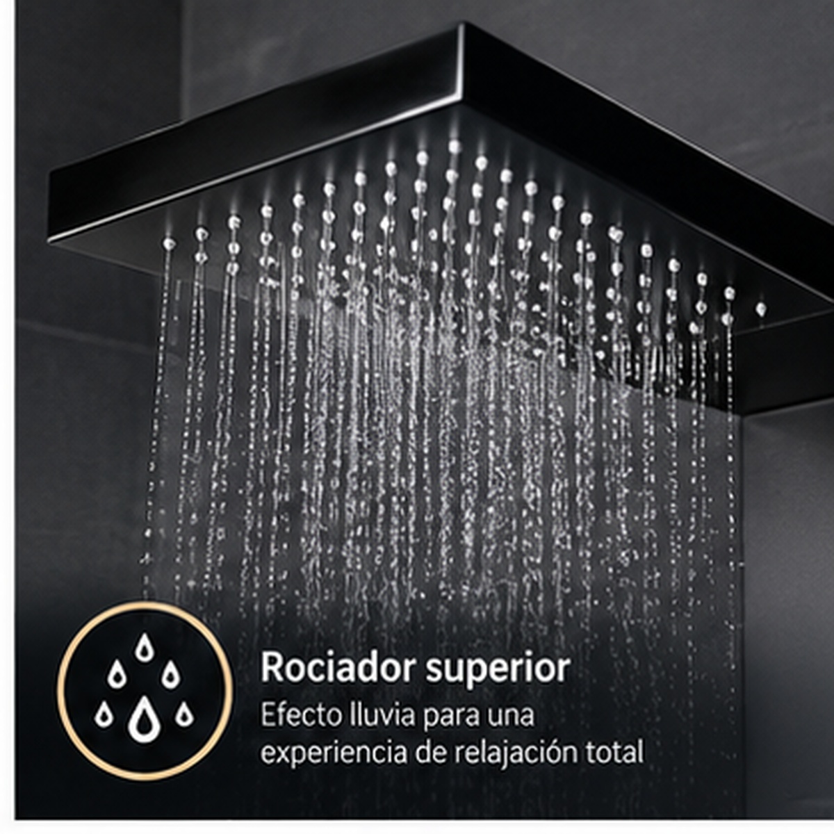 Panel de Ducha Multifuncional Negro - Rociador superior tipo lluvia
