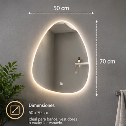 Espejo LED Lágrima Blanca - Dimensiones 50x70cm