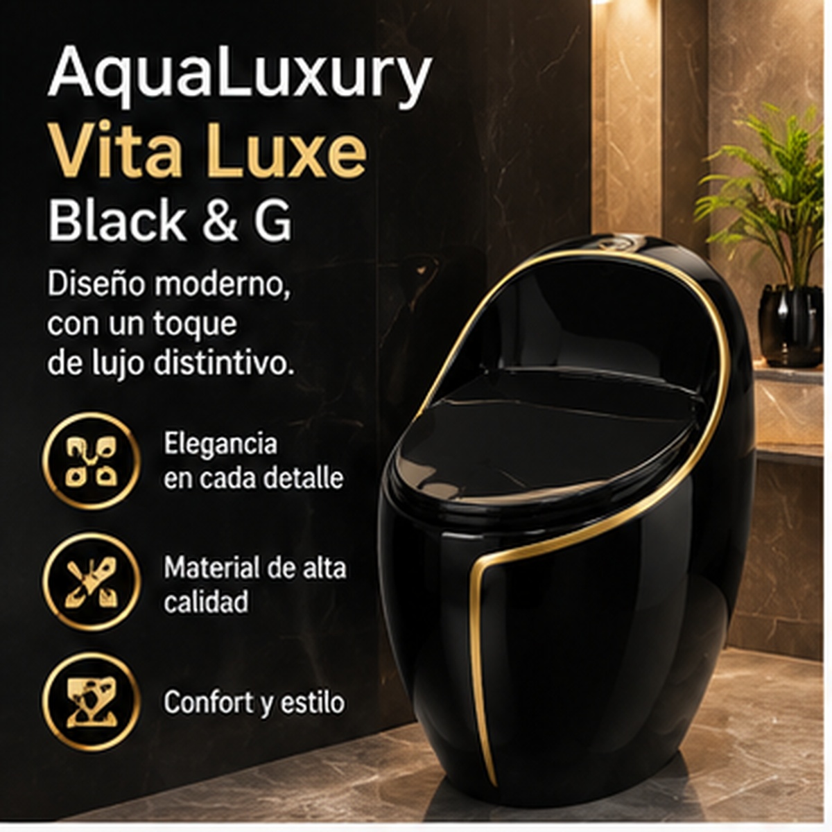 Sanitario AquaLuxury Vita Luxe Black & Gold - vista principal