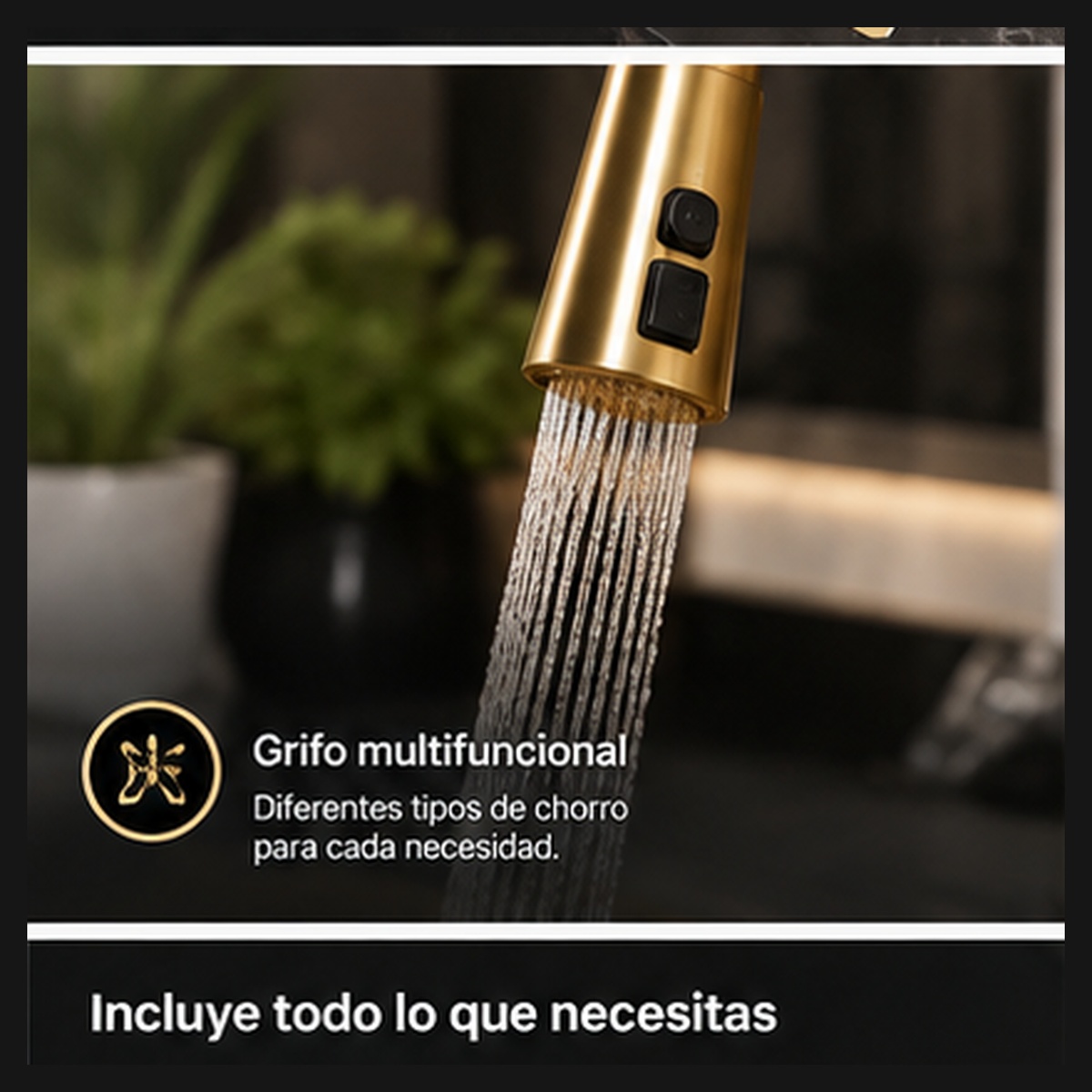 Lavaplatos Dorado Inteligente - grifo multifuncional