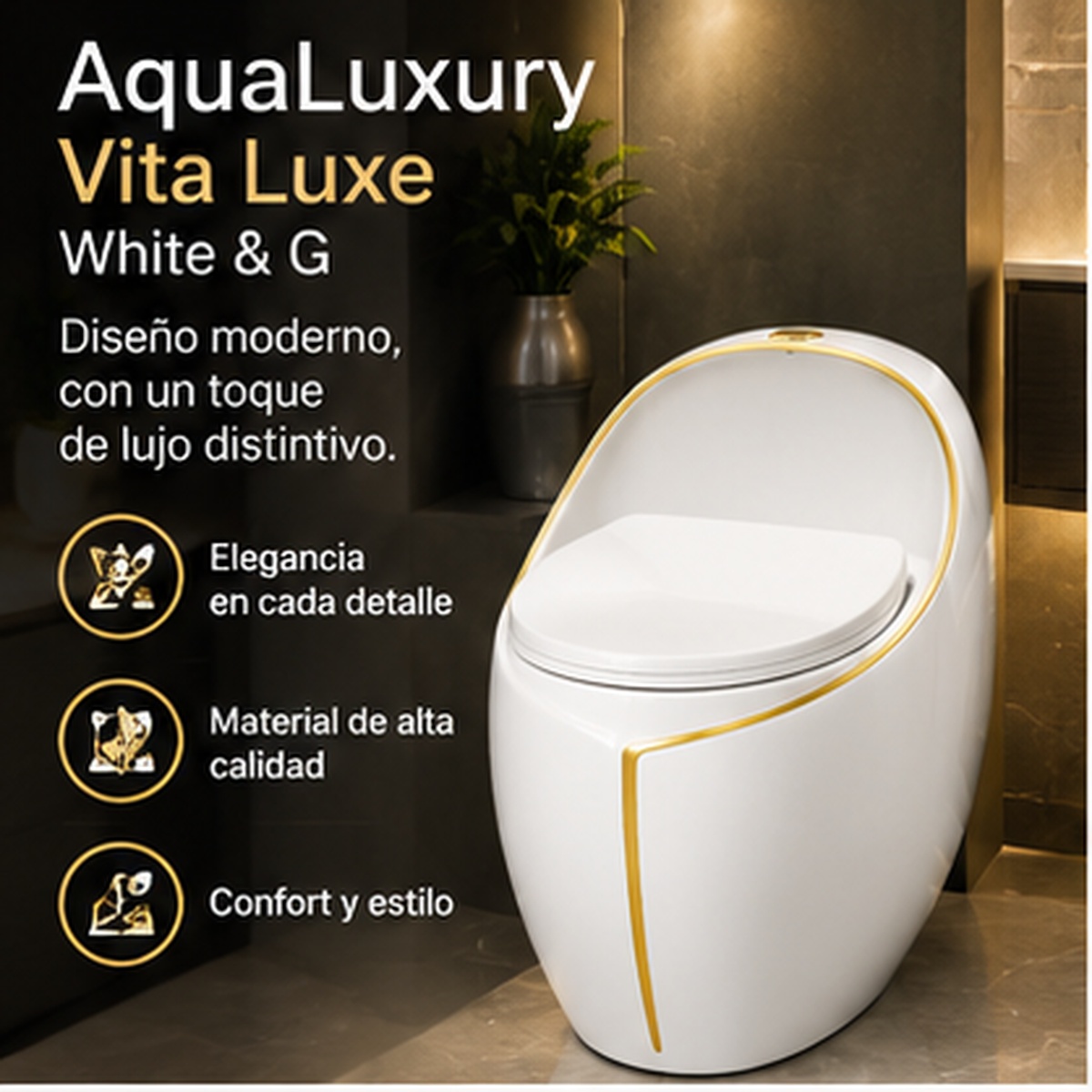 Sanitario AquaLuxury Vita Luxe White & Gold - vista principal