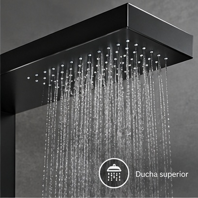 Torre Elegance Negro Mate - Ducha superior tipo lluvia