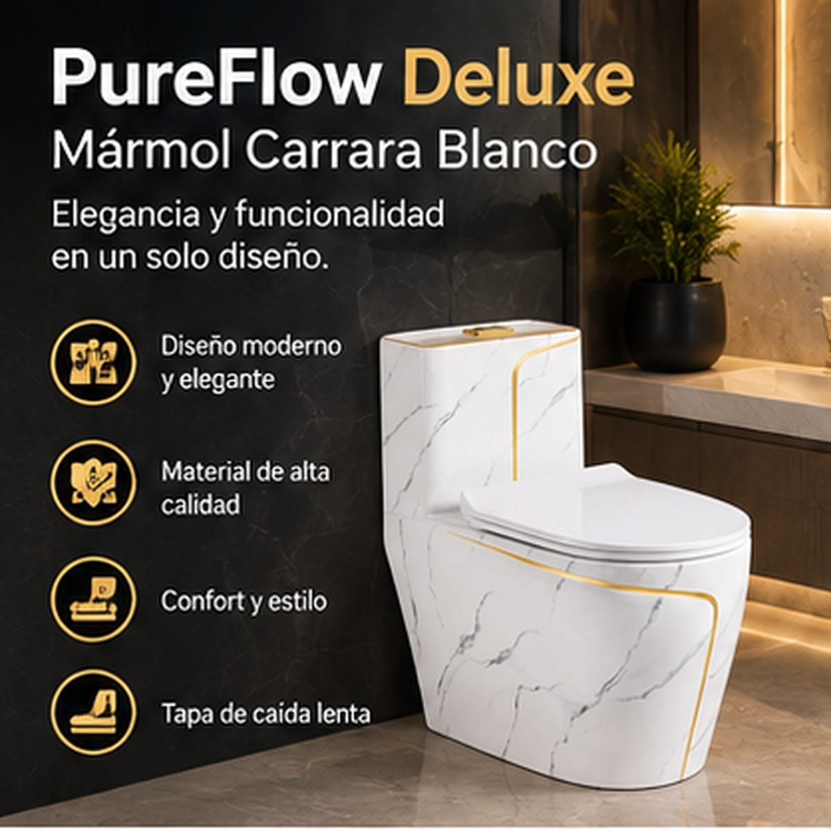 Sanitario PureFlow Deluxe Mármol Carrara - vista principal