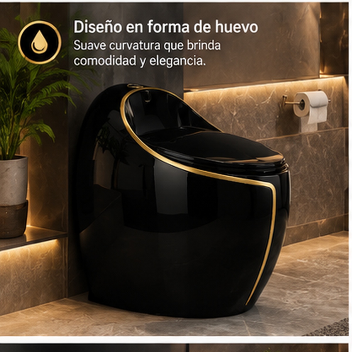 Sanitario AquaLuxury Vita Luxe Negro - diseño en forma de huevo